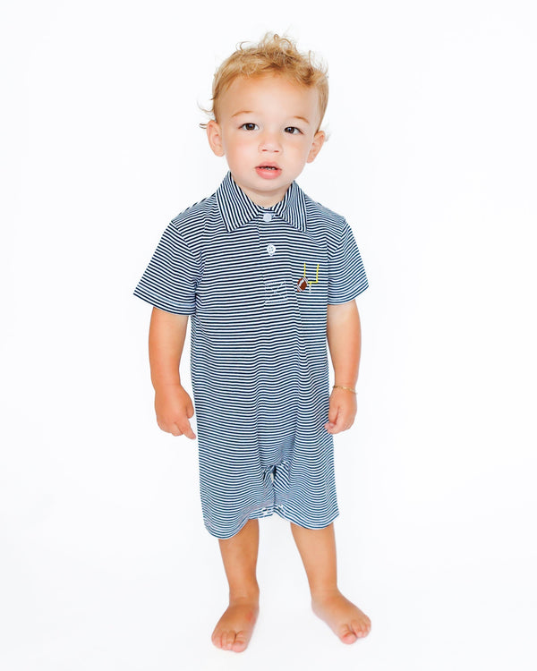Game Day Polo Romper- Black