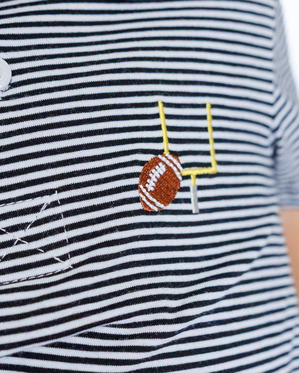Game Day Polo Romper- Black
