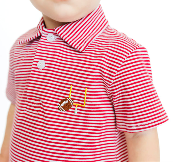 Game Day Polo Romper- Crimson