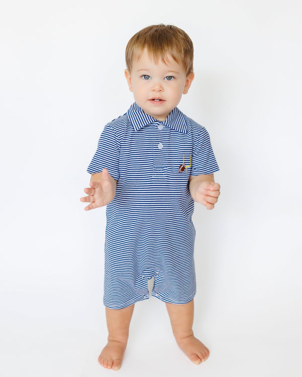 Game Day Polo Romper- Navy