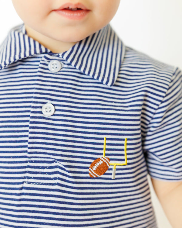 Game Day Polo Romper- Navy