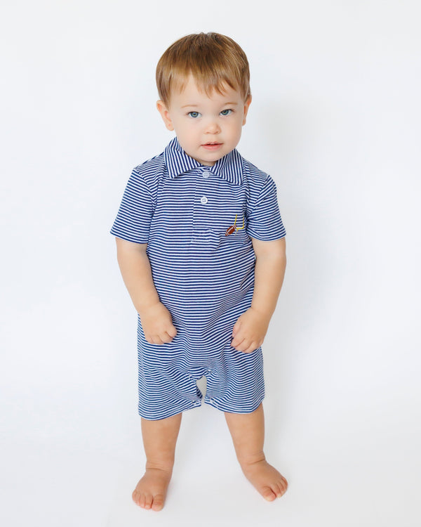 Game Day Polo Romper- Navy