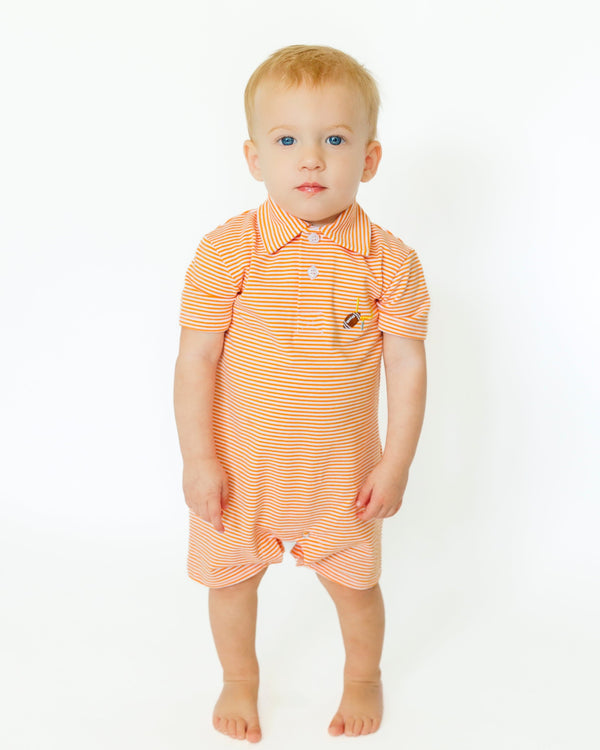 Game Day Polo Romper- Orange