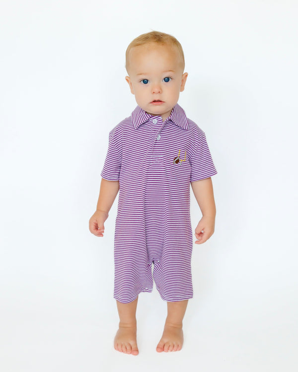 Game Day Polo Romper- Purple