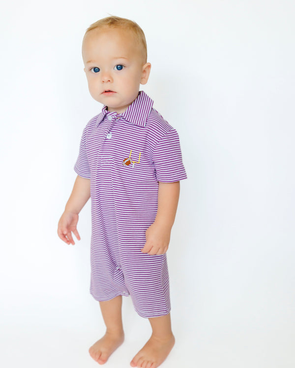 Game Day Polo Romper- Purple
