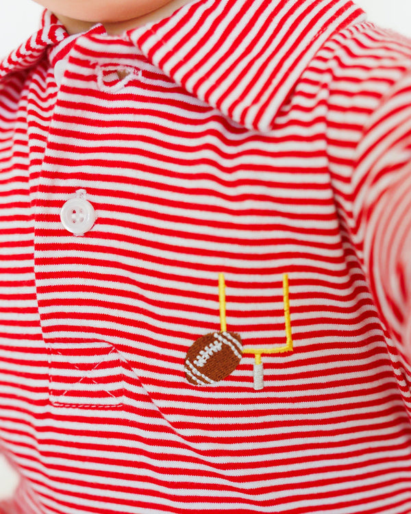 Game Day Polo Romper- Red