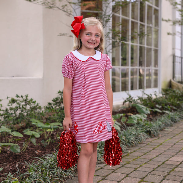 Game Day Pleat Dress- Red Stripe
