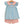 Genevieve Banded Short Set- Coral Stripe/Light Blue
