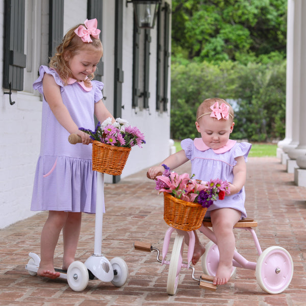 Genevieve Dress- Lavender Stripe/Light Pink