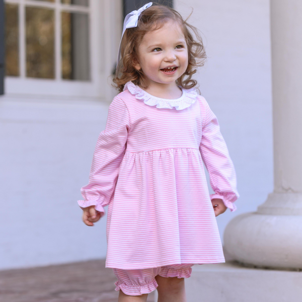 Georgia Bloomer Set- Light Pink Stripe