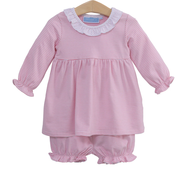 Georgia Bloomer Set- Light Pink Stripe