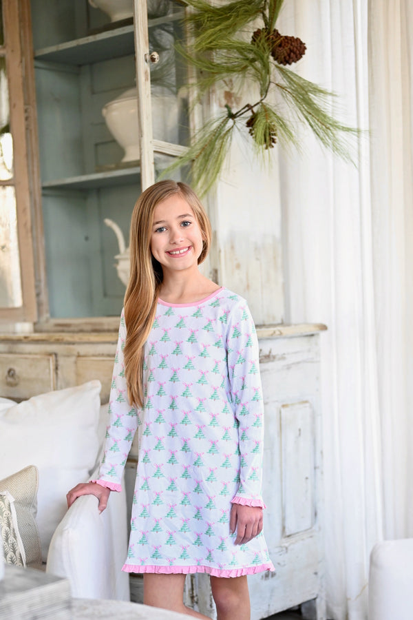 Pink Christmas Tree Knit Lounge Dress