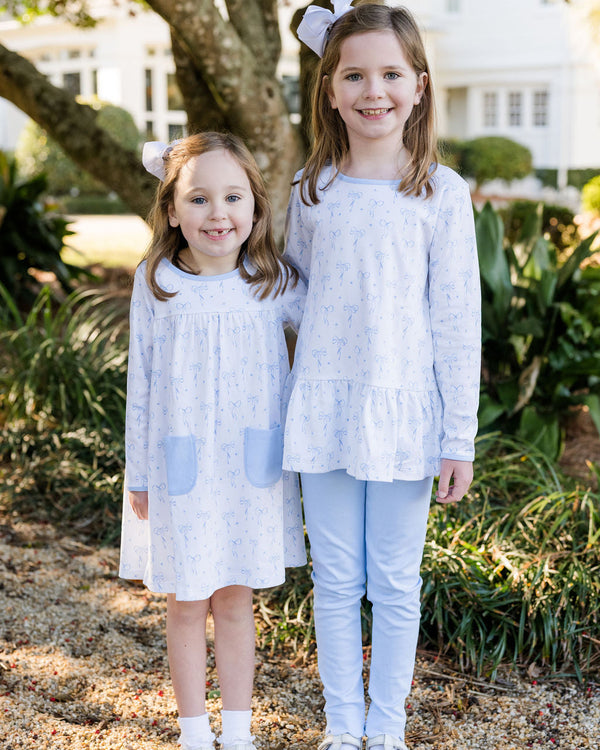 Lennon Knit Dress- Blue Bows
