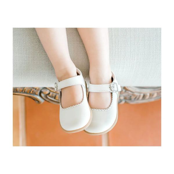 Chloe Classic Scalloped Leather Mary Jane- White