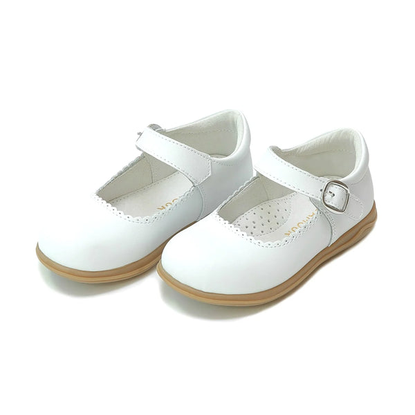 Chloe Classic Scalloped Leather Mary Jane- White