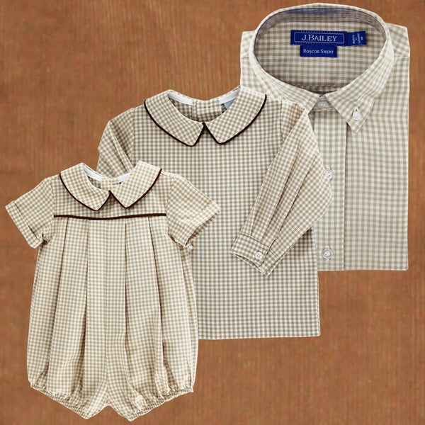 Khaki Check-Boys Piped Shirt