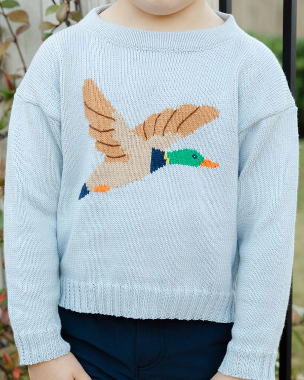 Crew Neck Sweater- Duck on Grey