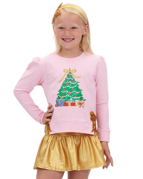 Holly Christmas Tree in Glitter- Pink