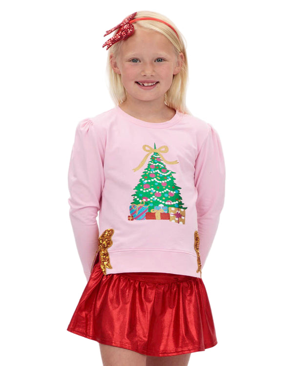 Holly Christmas Tree in Glitter- Pink
