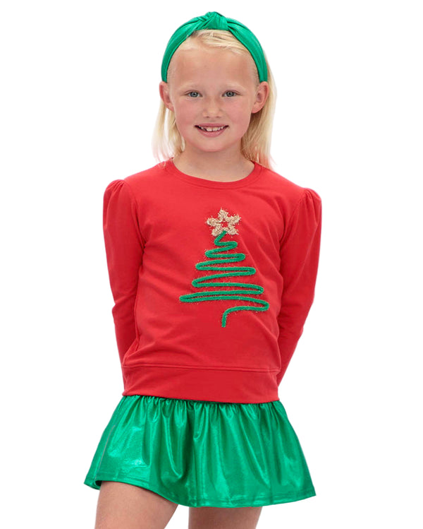Christmas Tree in Tinsel- Red Holly