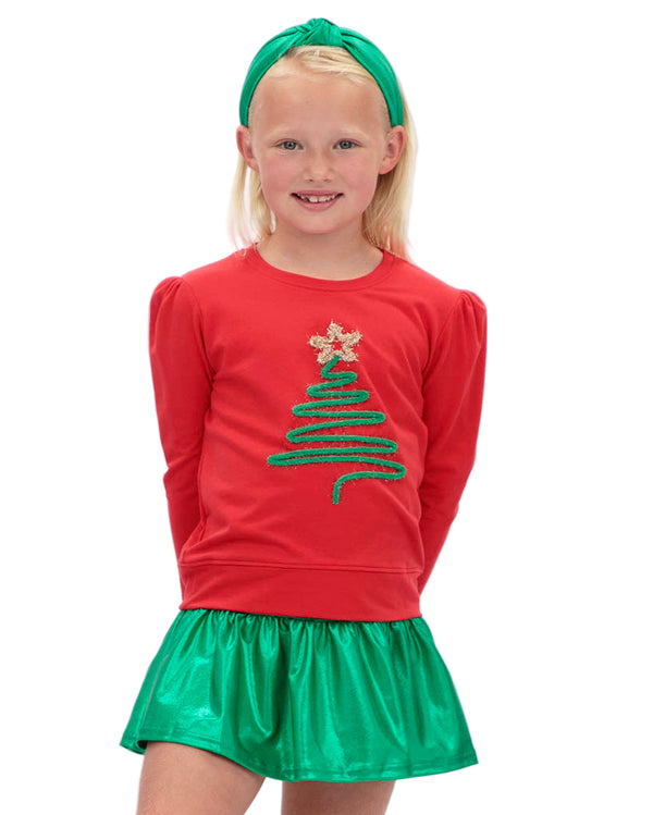Slick Metallic Gathered Skort- Green