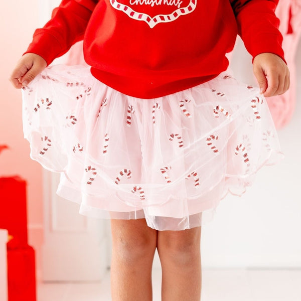 Candy Cane Scalloped Tutu Skirt