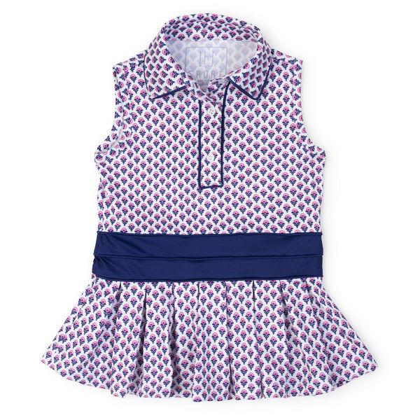 Harper Performance Dress- Boho Floral Hot Pink Navy