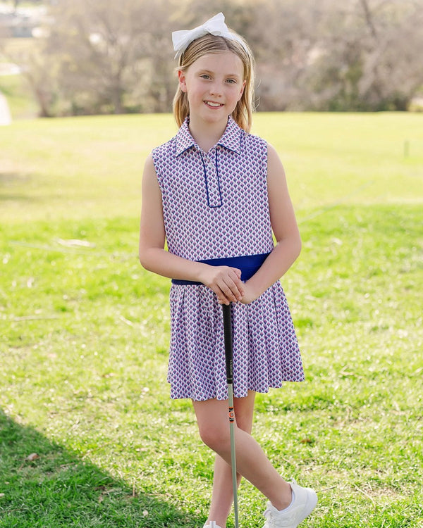 Harper Performance Dress- Boho Floral Hot Pink Navy