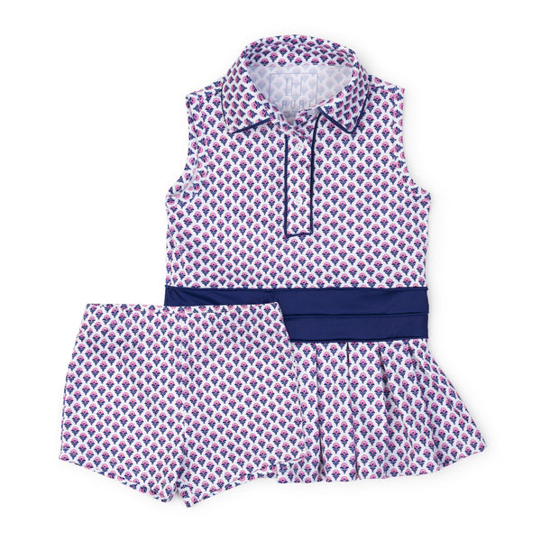 Harper Performance Dress- Boho Floral Hot Pink Navy