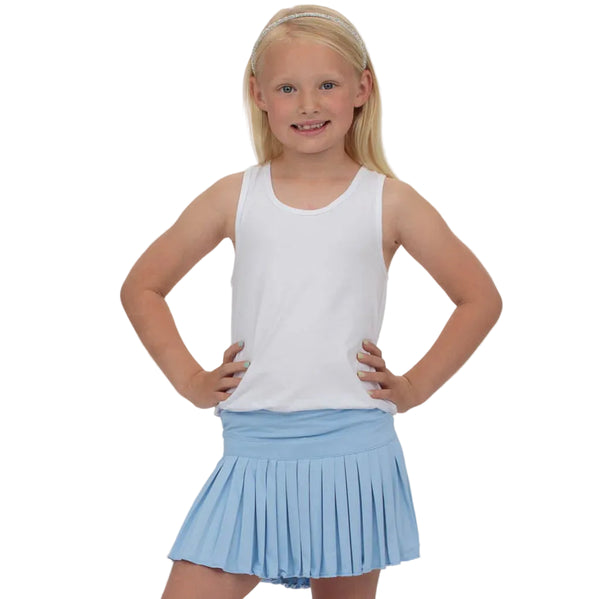 Mini Pleated Skort- Solid Light Blue