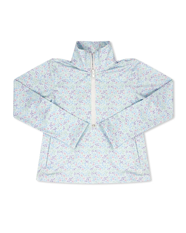 Heather Half Zip- Frosted Floral, Pure Coconut