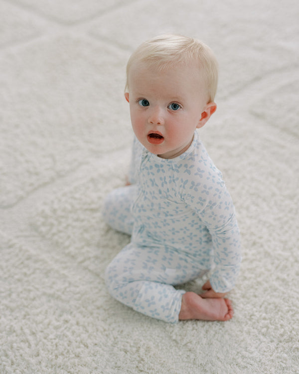 Clover Sleep Romper- Light Blue