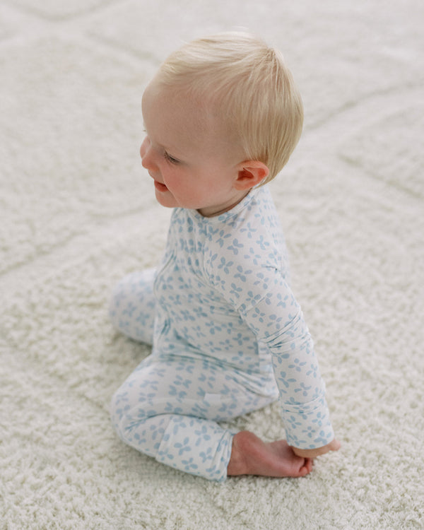 Clover Sleep Romper- Light Blue
