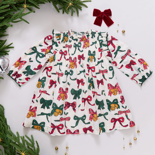 Jaipur Dress- Christmas Bows and Bells