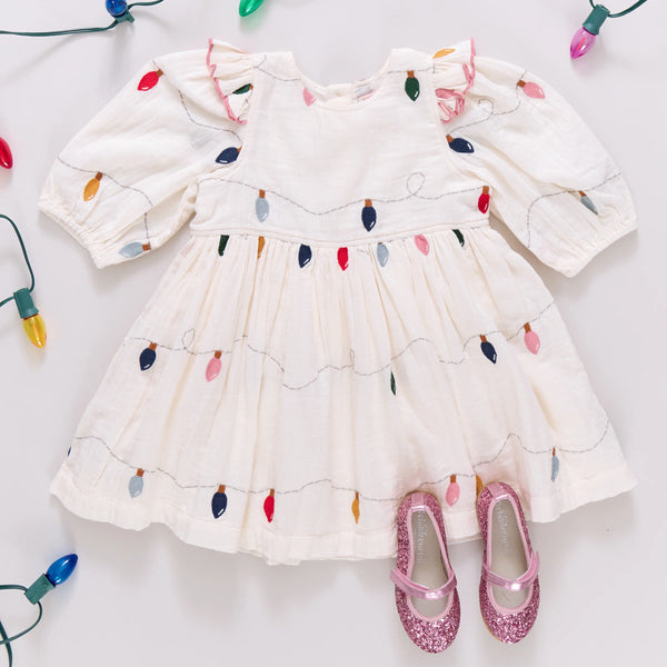 Embroidery Brooke Dress- Christmas Lights