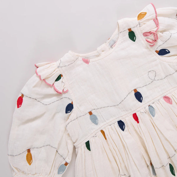 Embroidery Brooke Dress- Christmas Lights