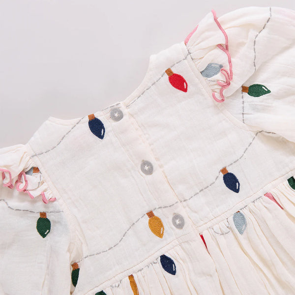 Embroidery Brooke Dress- Christmas Lights