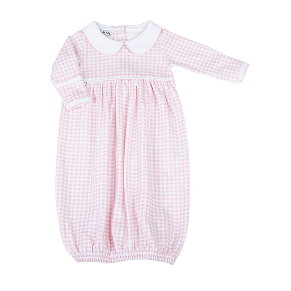 Mini Checks Collared Gathered Gown PK