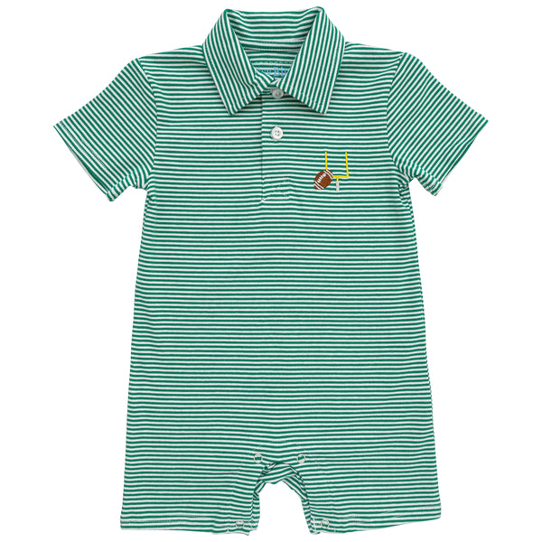 Game Day Polo Romper- Green