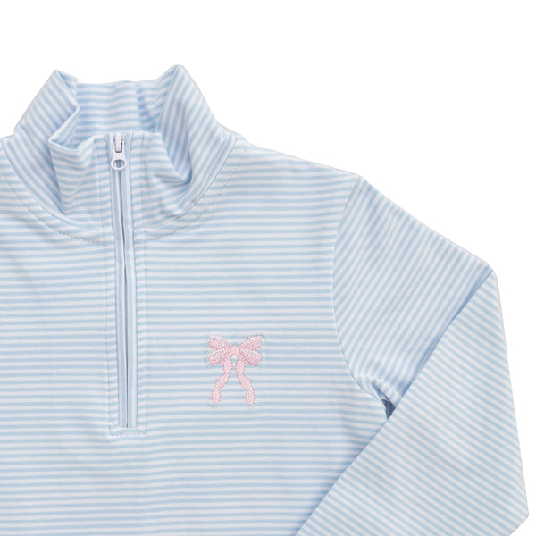 1/4 Zip Ruffle Pullover- Bow