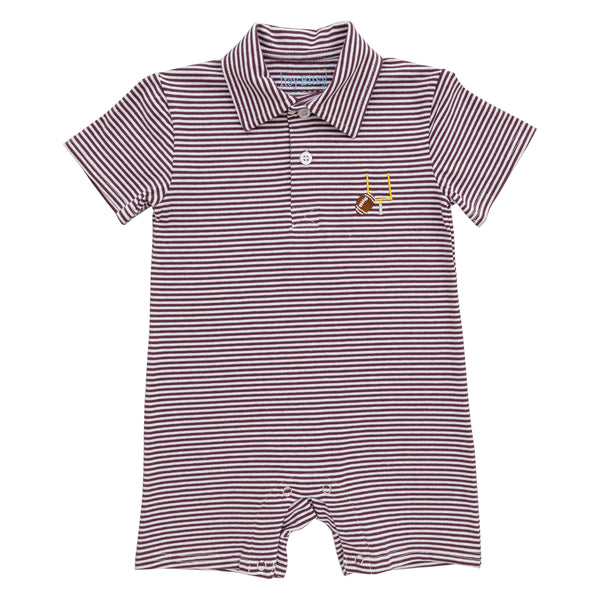Game Day Polo Romper- Maroon