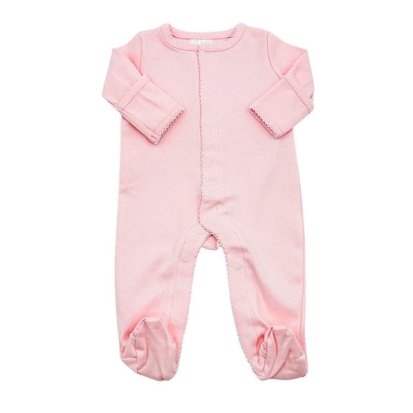 Picot Trim Footie- Pink