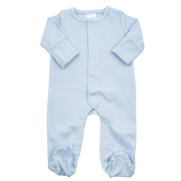 Picot Trim Footie- Blue