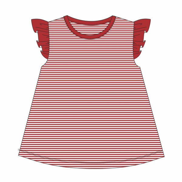 Olivia Flutter Top- Red Stripe