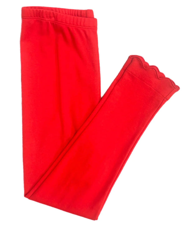 Red Scallop Leggings