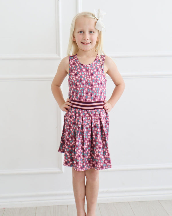 Catherine Dress- Plum Ditsy Floral