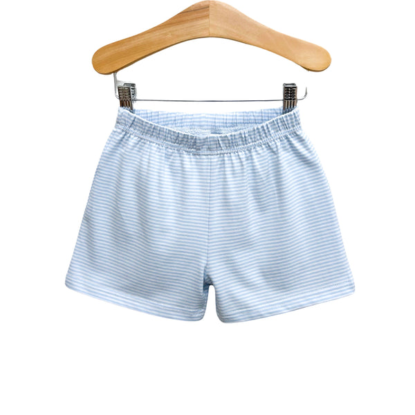 Knit Shorts- Light Blue Stripe