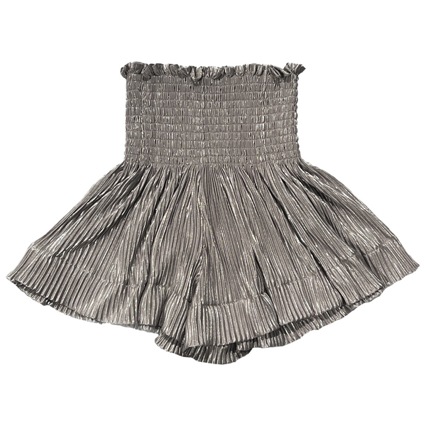 Silver Pleat Swing Shorts