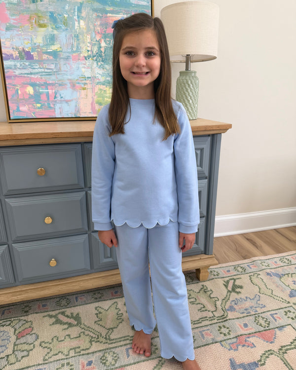 Scottie Scalloped Pants Set- Blue