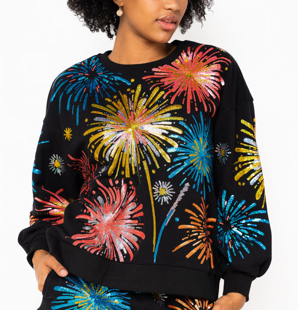 Black Bright Firework Sweatshirt- (Women's)